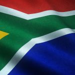 A closeup shot of the realistic flag of South Africa with interesting textures