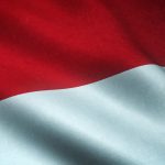 A closeup shot of the waving flag of Monaco with interesting textures